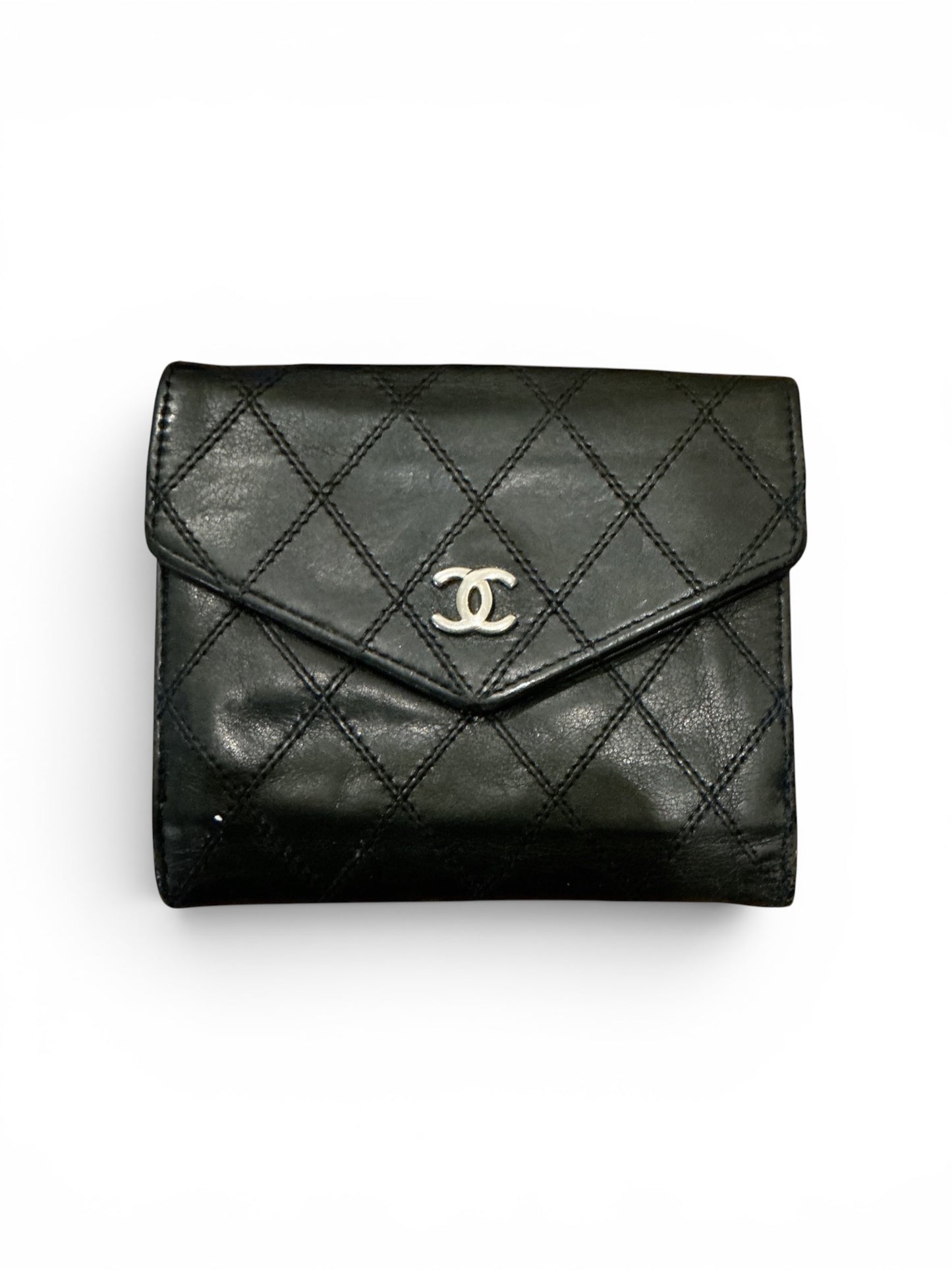 Chanel Black Quilted Lambskin Compact Wallet