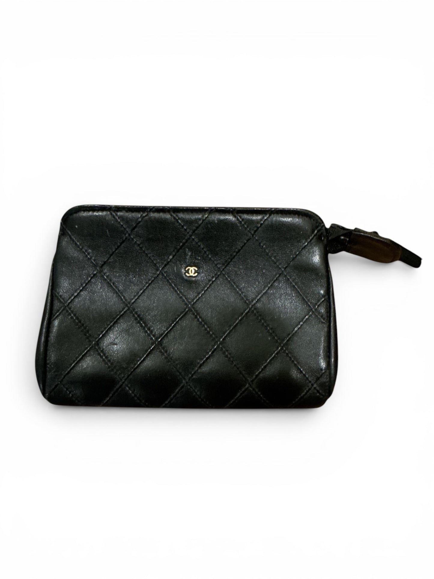 Chanel Black Quilted Lambskin Zip Coin Purse | Vintage