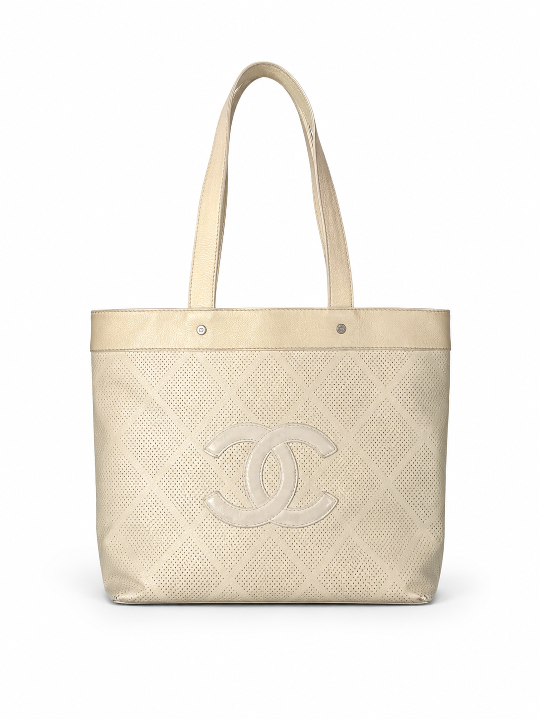 Chanel Perforated CC Tote Bag – Cream Leather