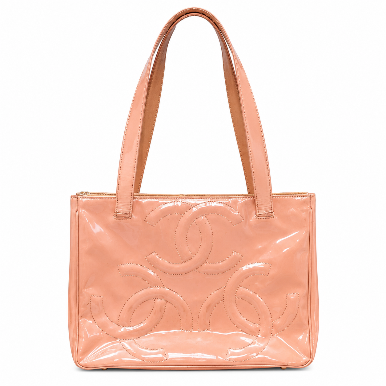 Pink Chanel Patent Leather CC Tote Bag