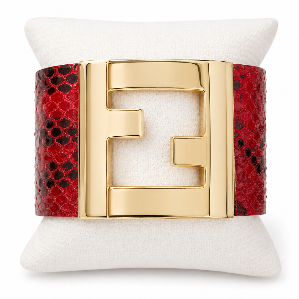 Fendi Red Python Leather Cuff Bracelet