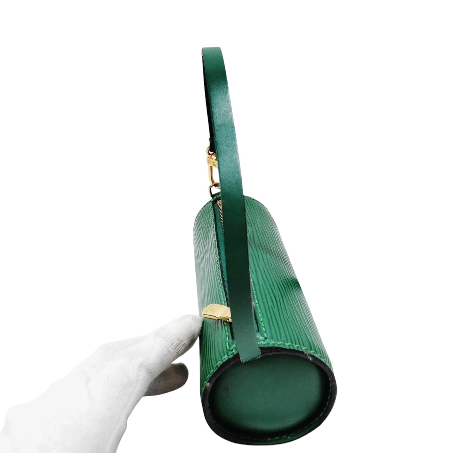 Vintage Louis Vuitton Borneo Green Epi Leather Soufflot Papillon Mini Pouch
