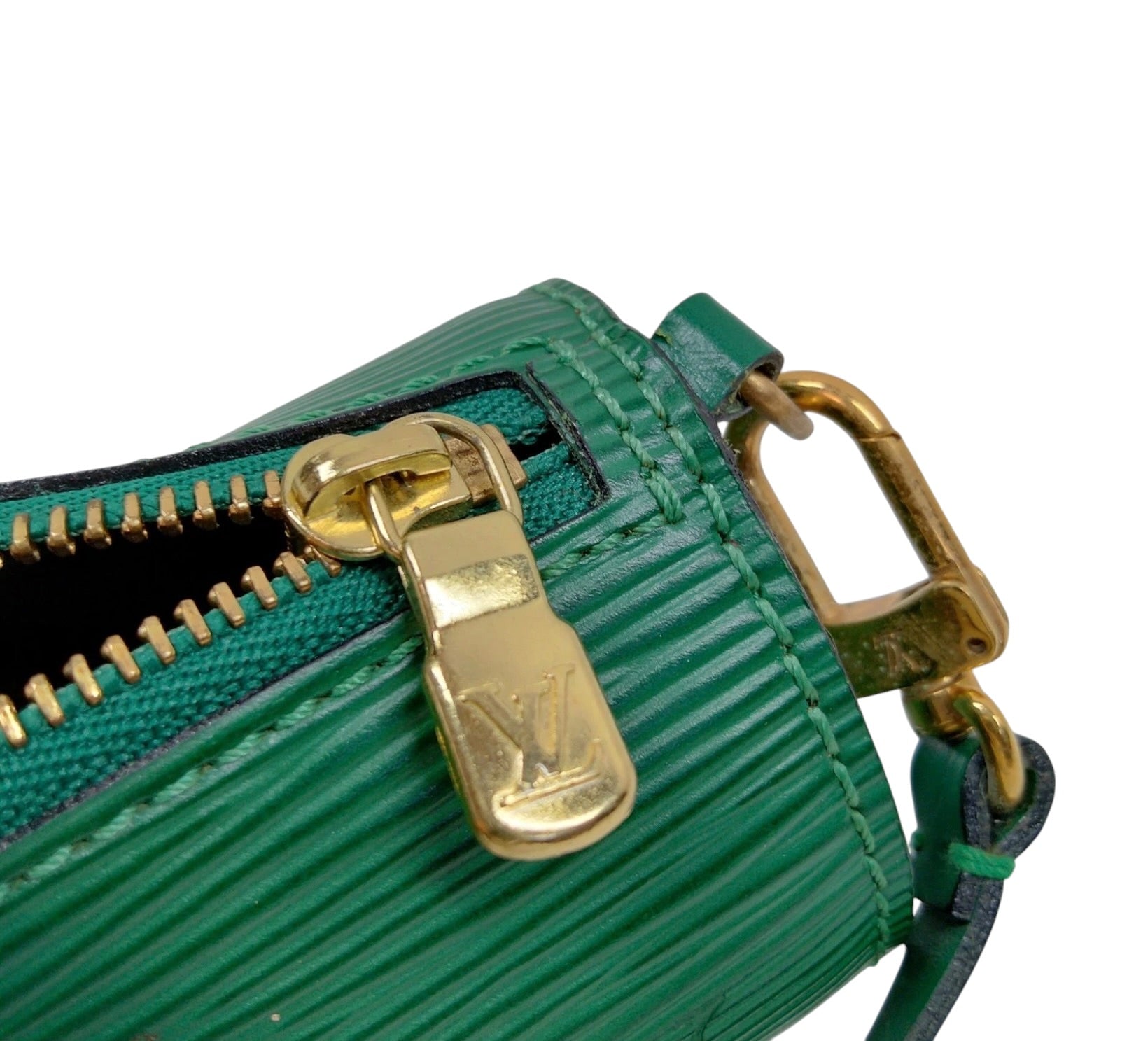 Vintage Louis Vuitton Borneo Green Epi Leather Soufflot Papillon Mini Pouch