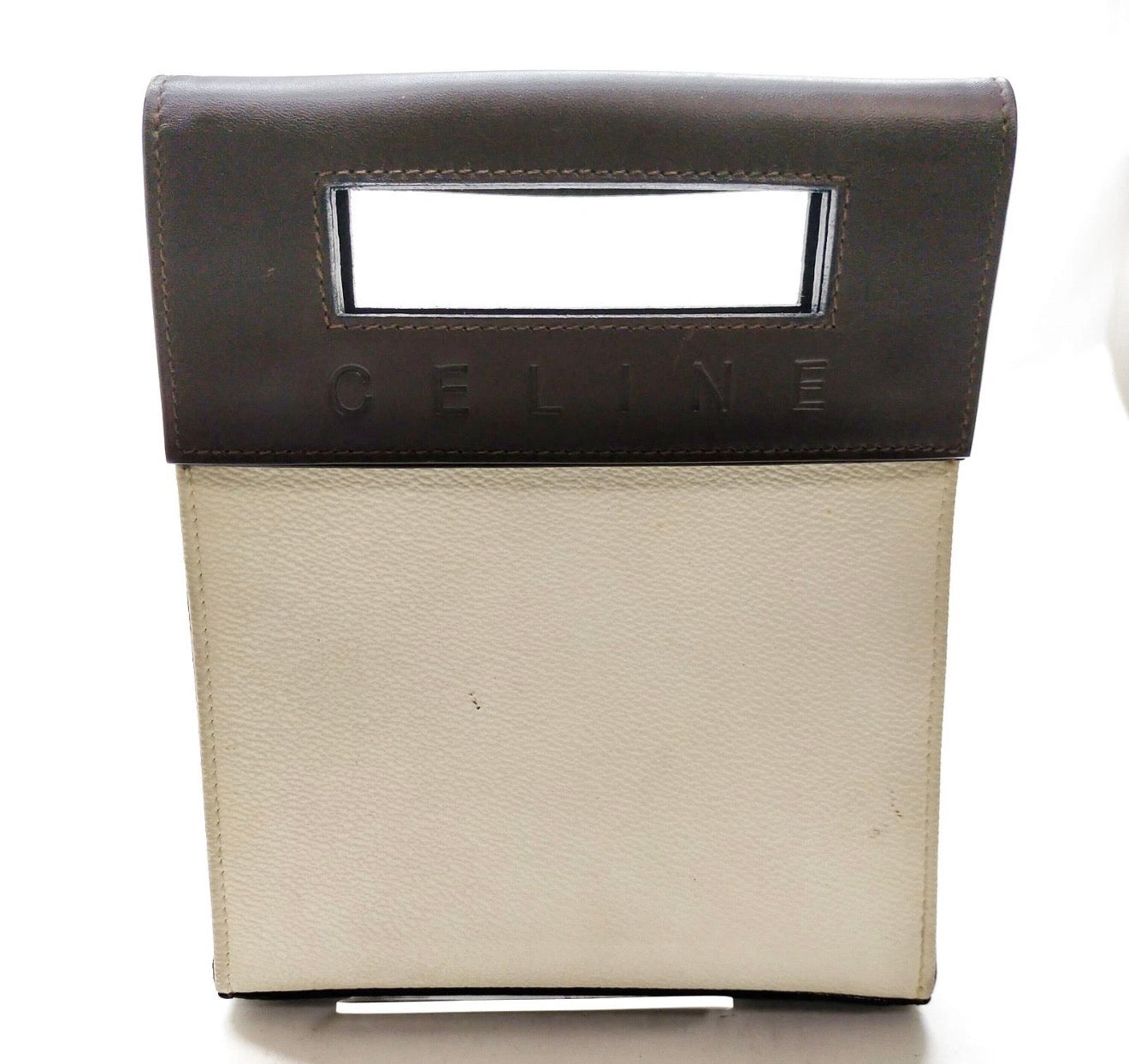 Celine Vintage Bi-Color Leather Top Handle Bag – Cream & Brown