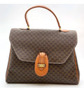 Celine Vintage Macadam Top Handle Bag – Brown Coated Canvas & Tan Leather