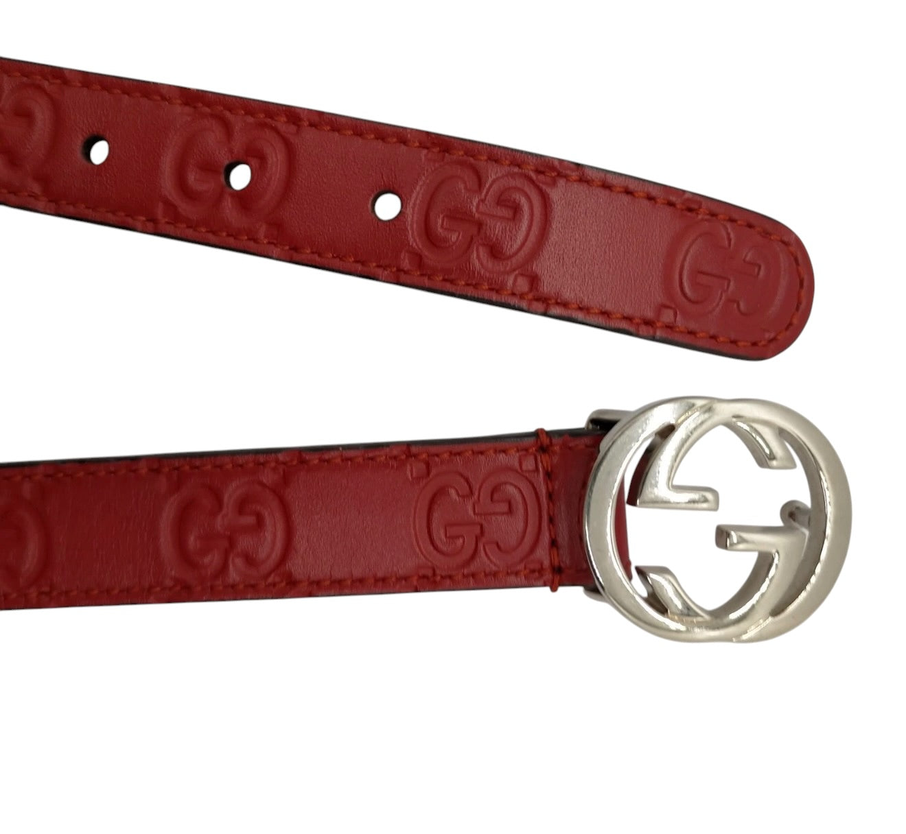 Gucci GG Embossed Leather Belt – Red