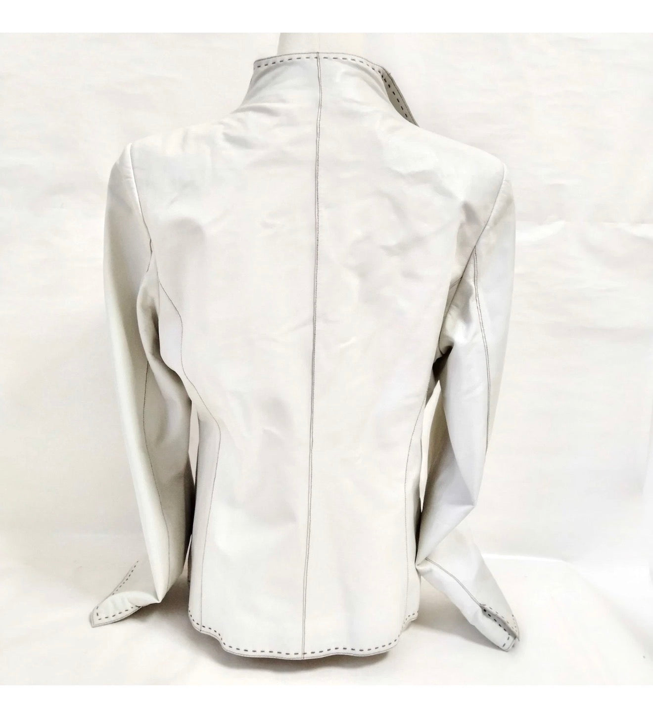 Vintage White Leather Blazer Jacket