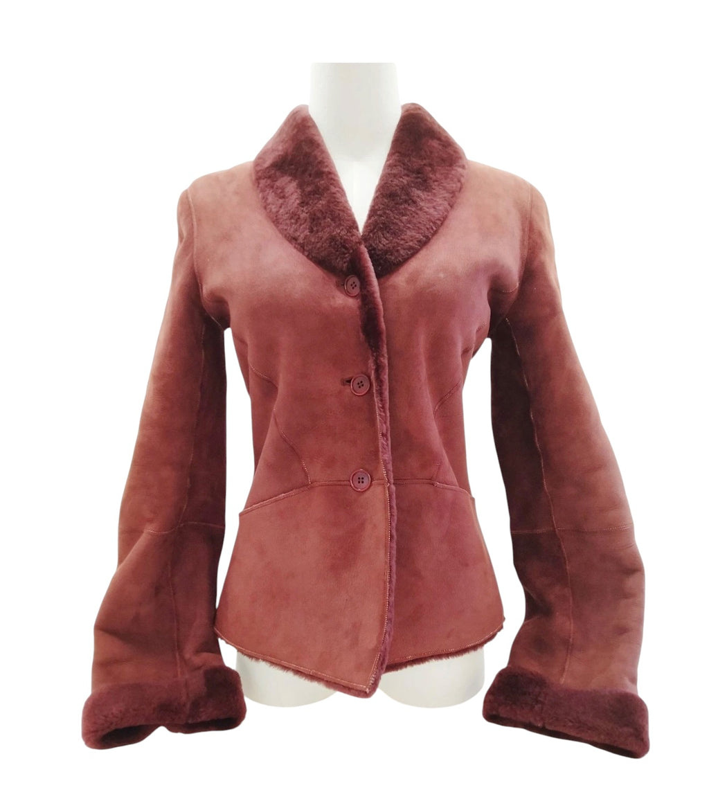 Vintage Shearling Sheepskin Jacket – Burgundy