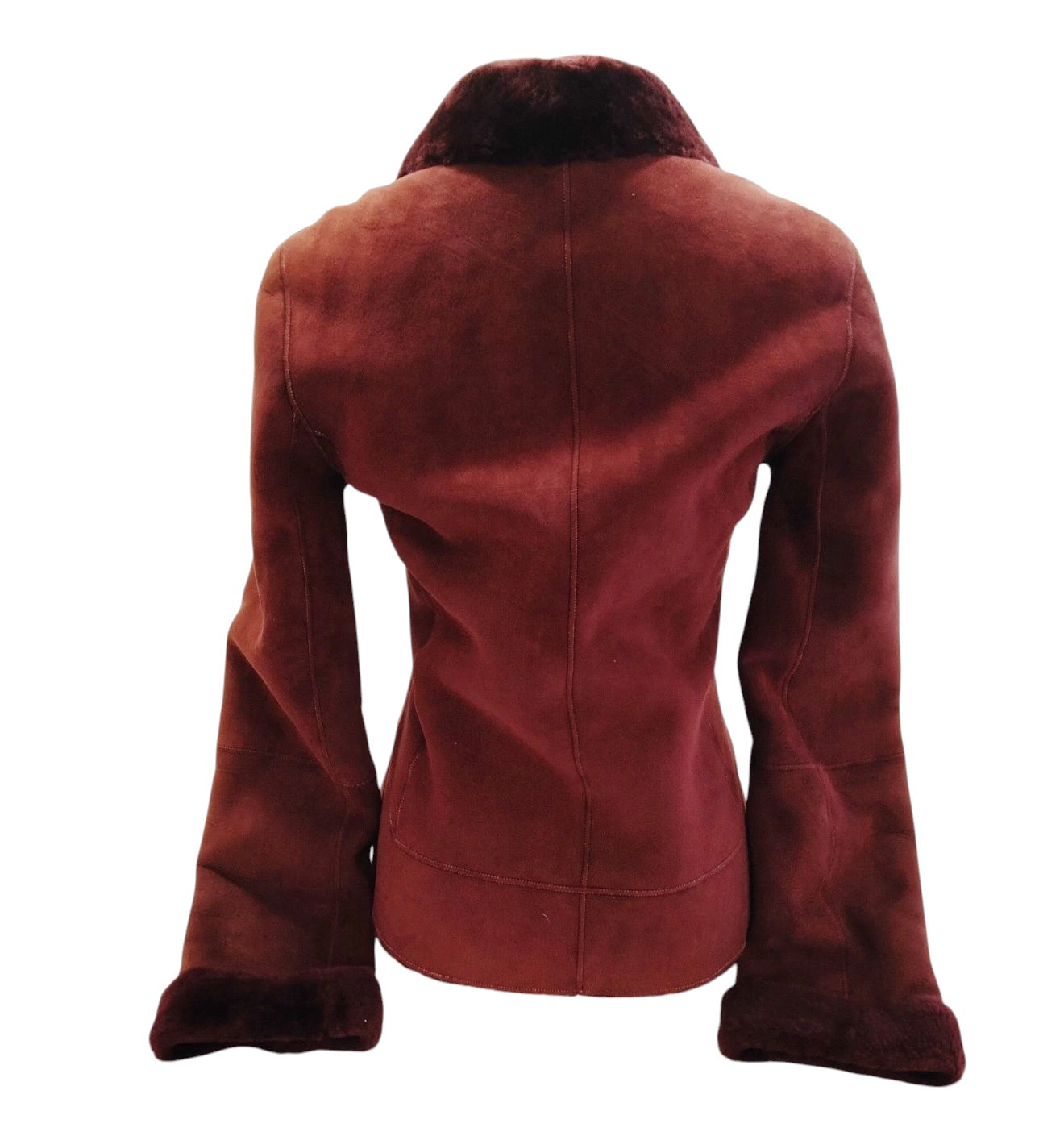 Vintage Shearling Sheepskin Jacket – Burgundy