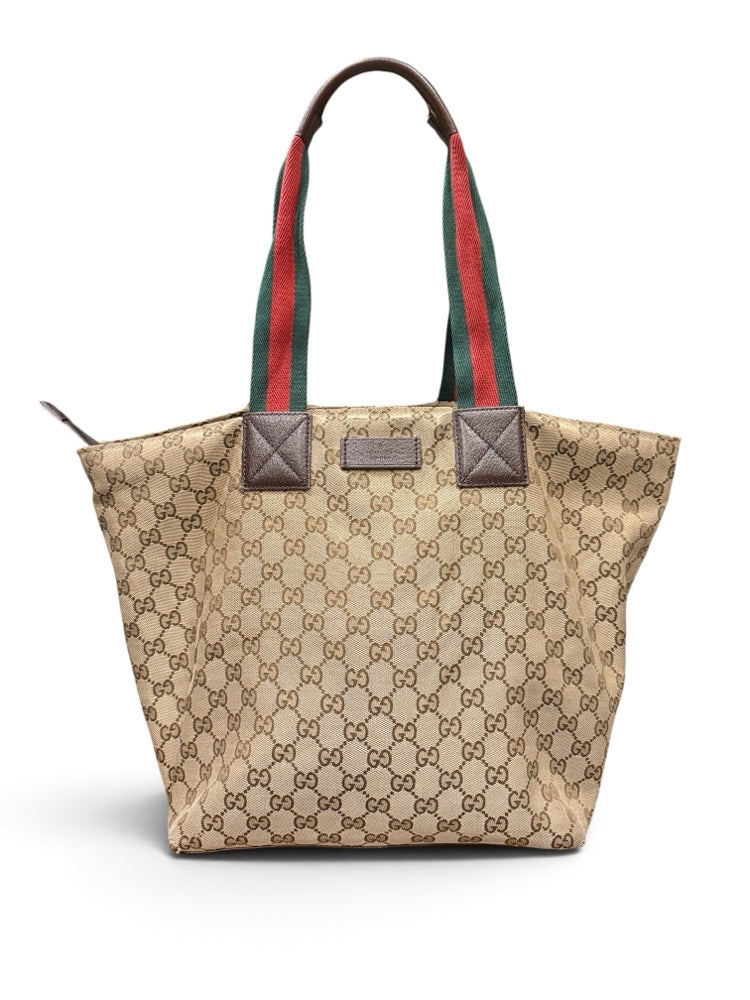 BK Gucci GG Canvas Web Strip Boat Tote Bag