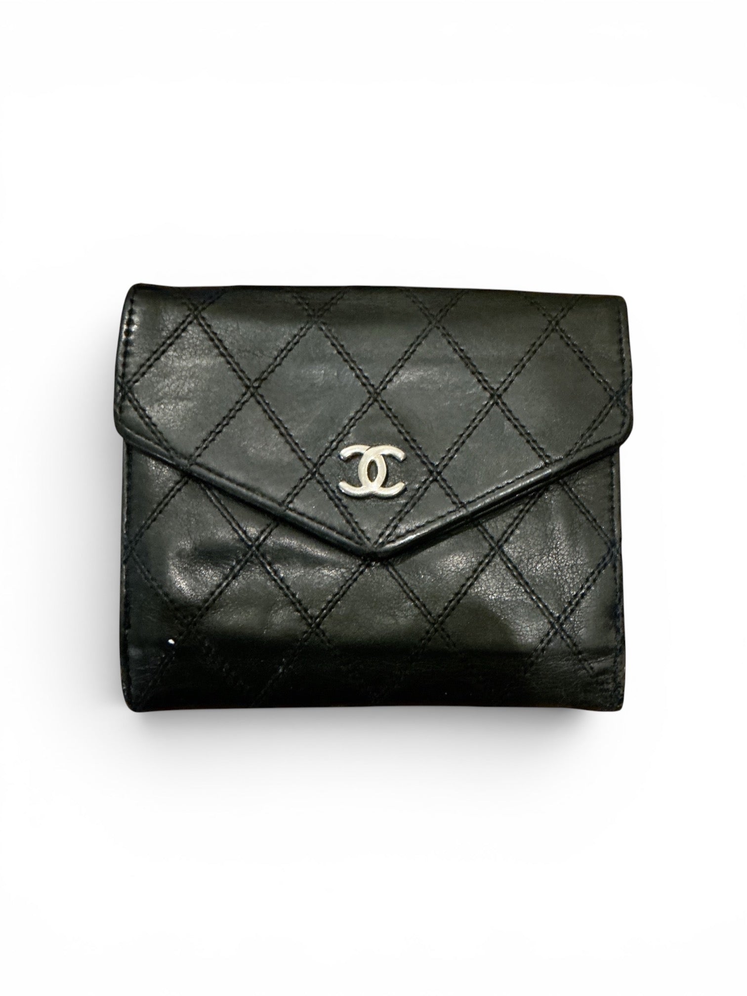 Chanel Black Quilted Lambskin Compact Wallet