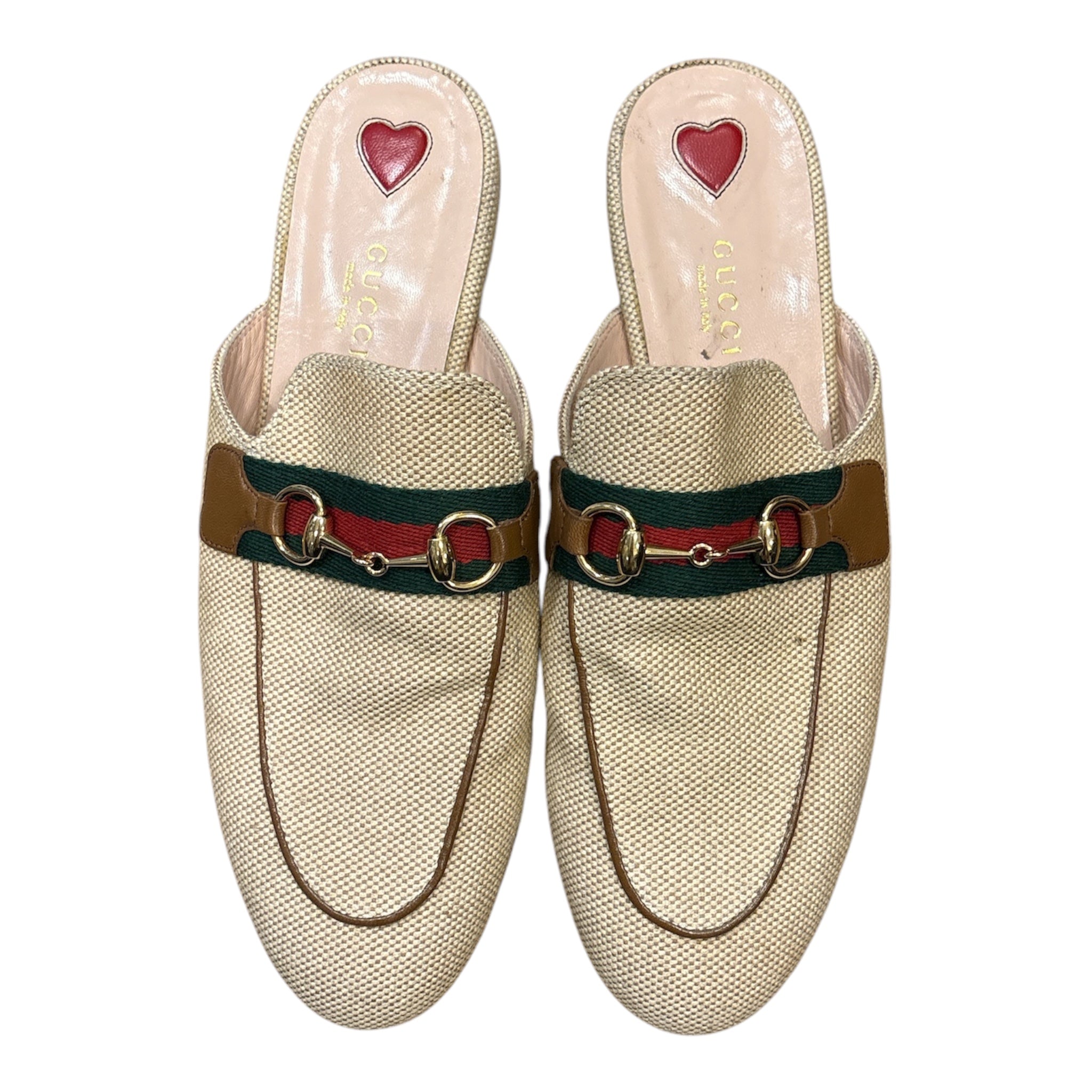 Gucci Princetown Horsebit Canvas Mules