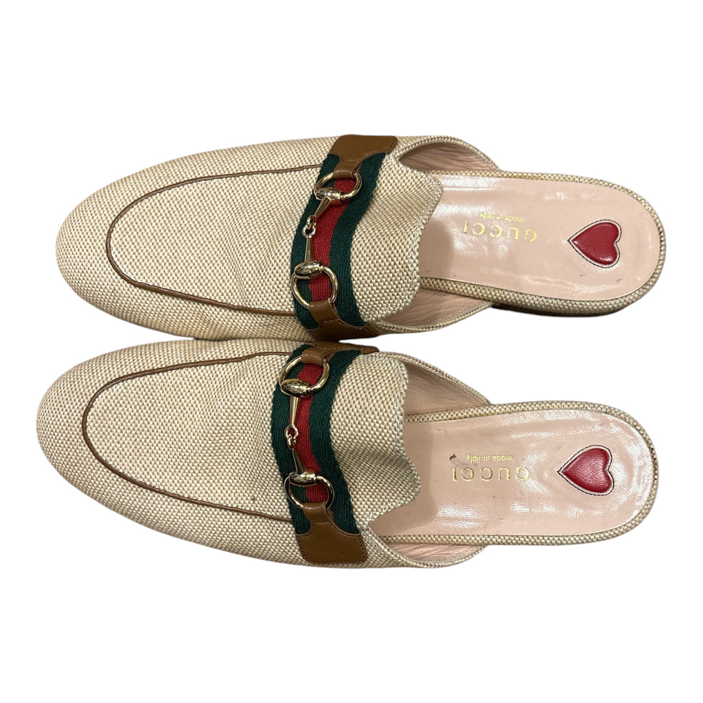 Gucci Princetown Horsebit Canvas Mules