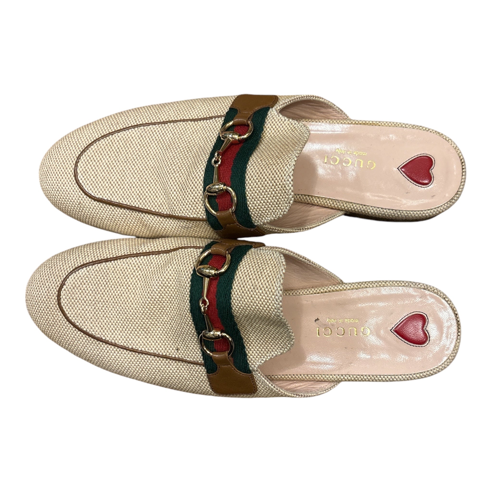 Gucci Princetown Horsebit Canvas Mules