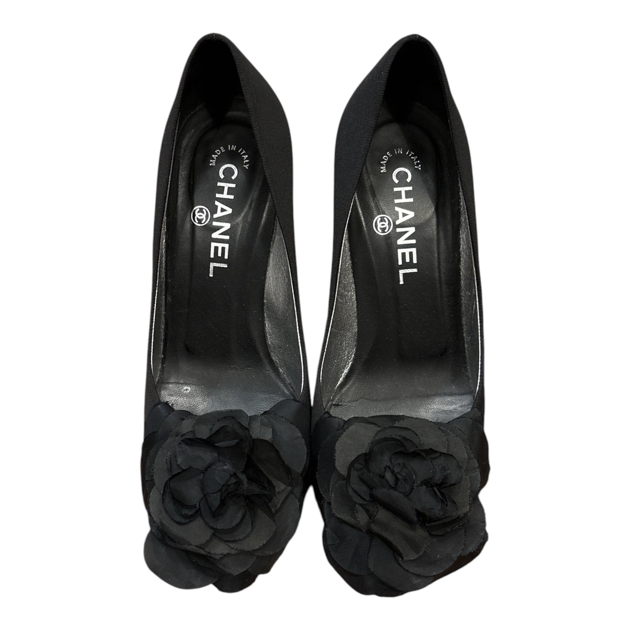 Chanel Camellia Peep Toe Pumps Size EU 37