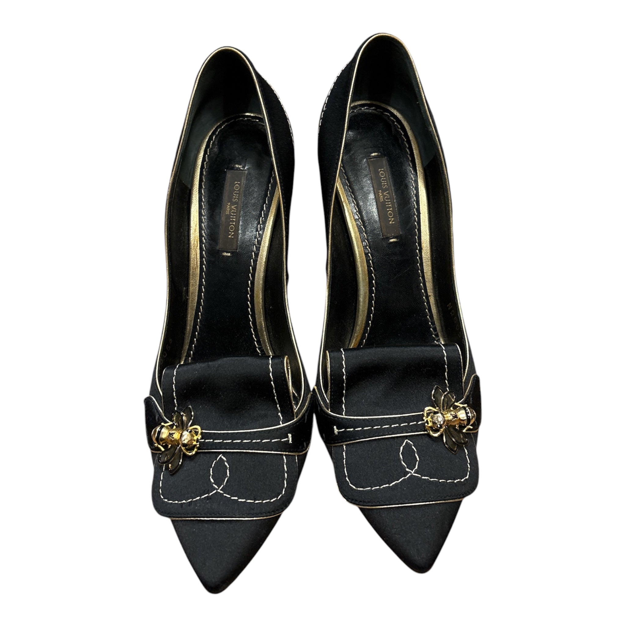 Louis Vuitton Bee Embellished Satin Pumps