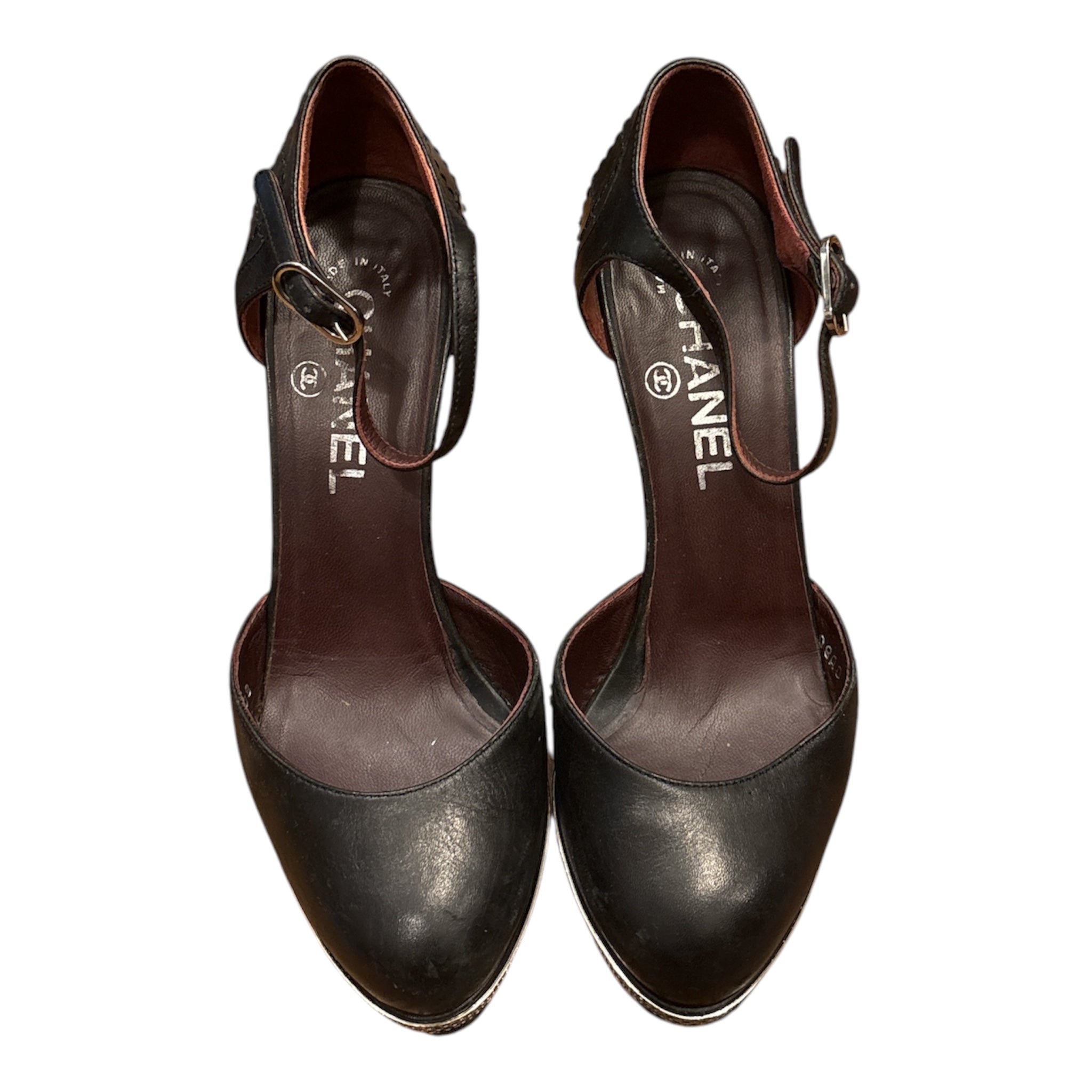 Chanel Quilted Leather Ankle Strap Platform Pumps
