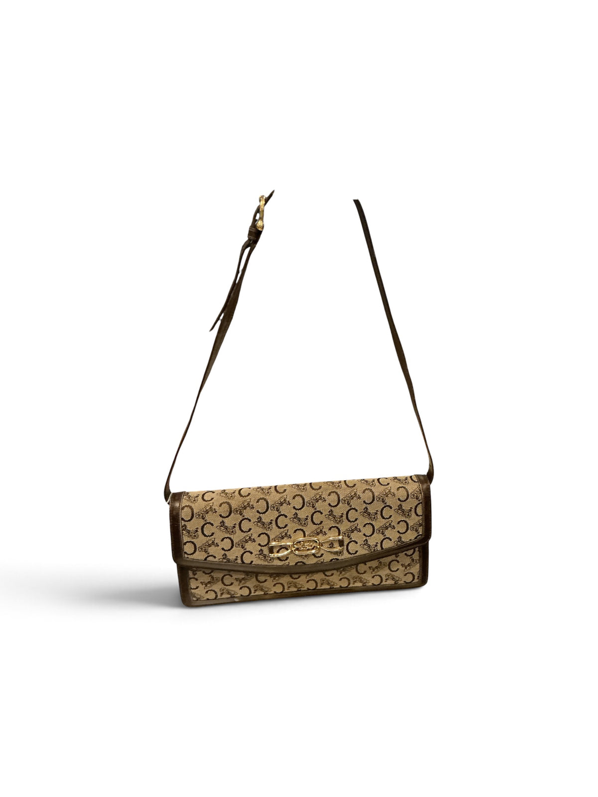 BK Vintage Celine Macadam Canvas Horse Carriage Shoulder Bag