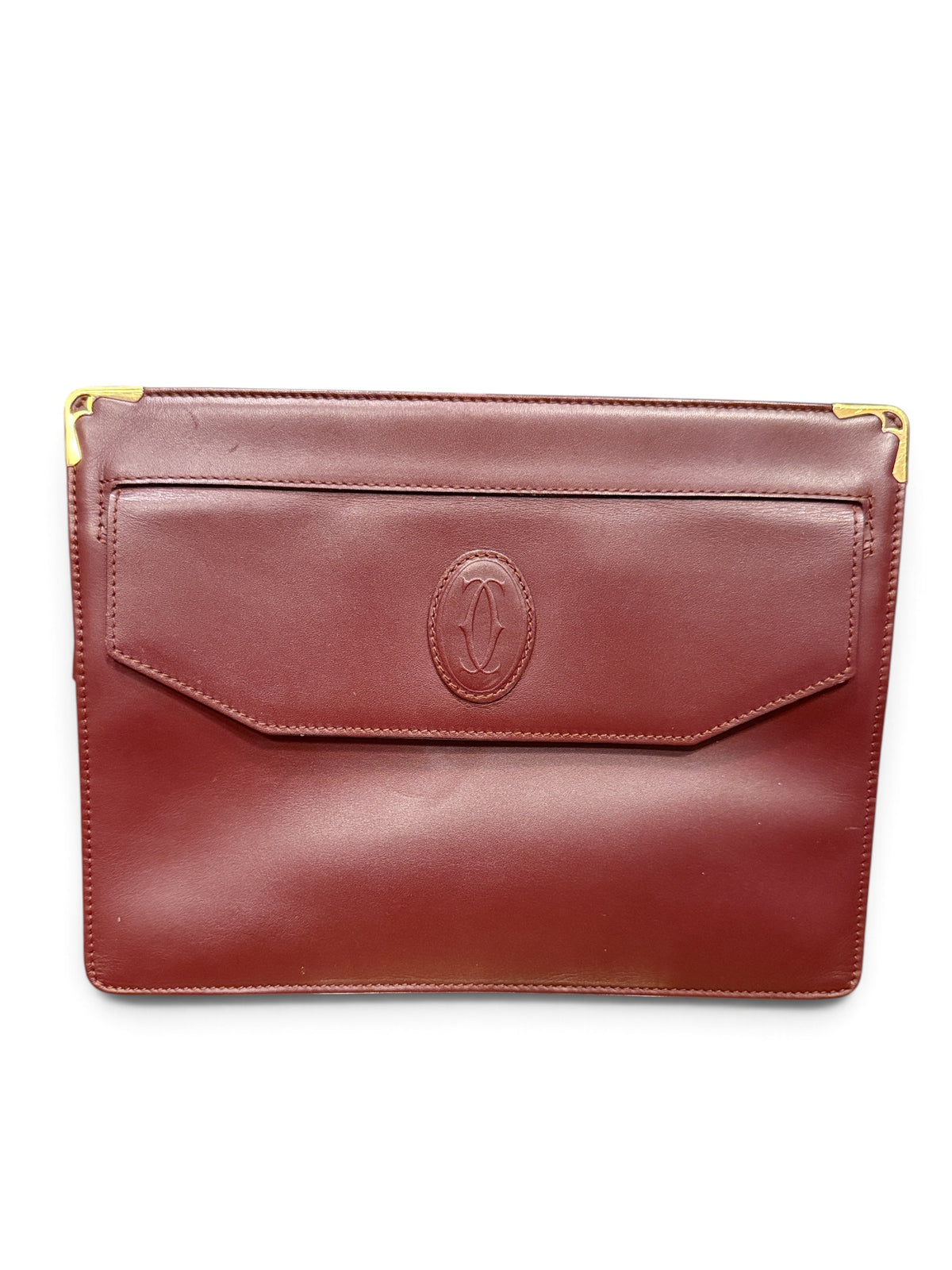 Cartier Vintage Must De Cartier Leather Envelope Clutch Bag