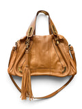 Chloe Paraty Tassel Leather Satchel Bag Tan Caramel Brown