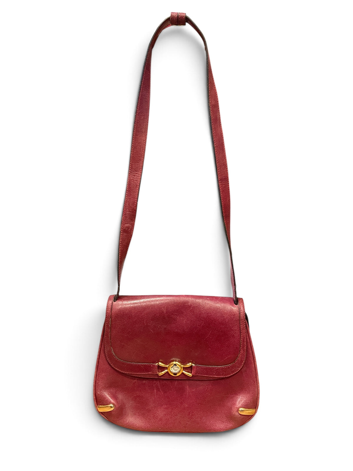 Gucci Vintage Leather Bow Emblem Shoulder Bag