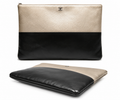 Chanel Gold & Black Leather Zip Pouch / Clutch
