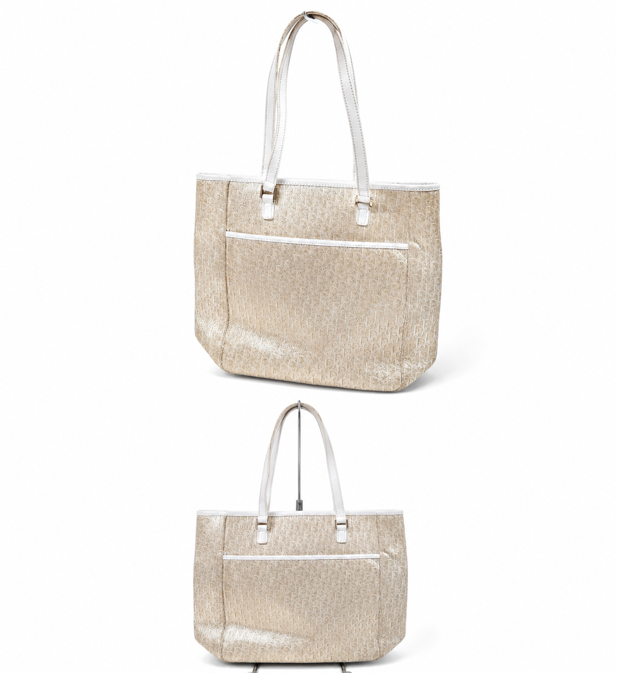 Vintage Christian Dior Trotter Canvas Tote Bag – Gold & White