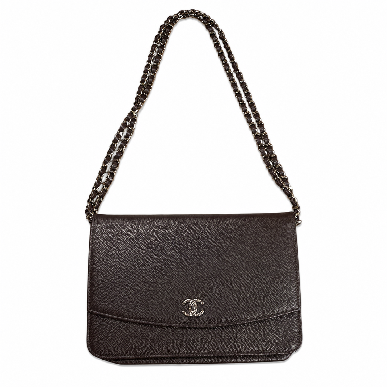 Chanel Classic Caviar Leather Wallet On Chain Deep Aubergine